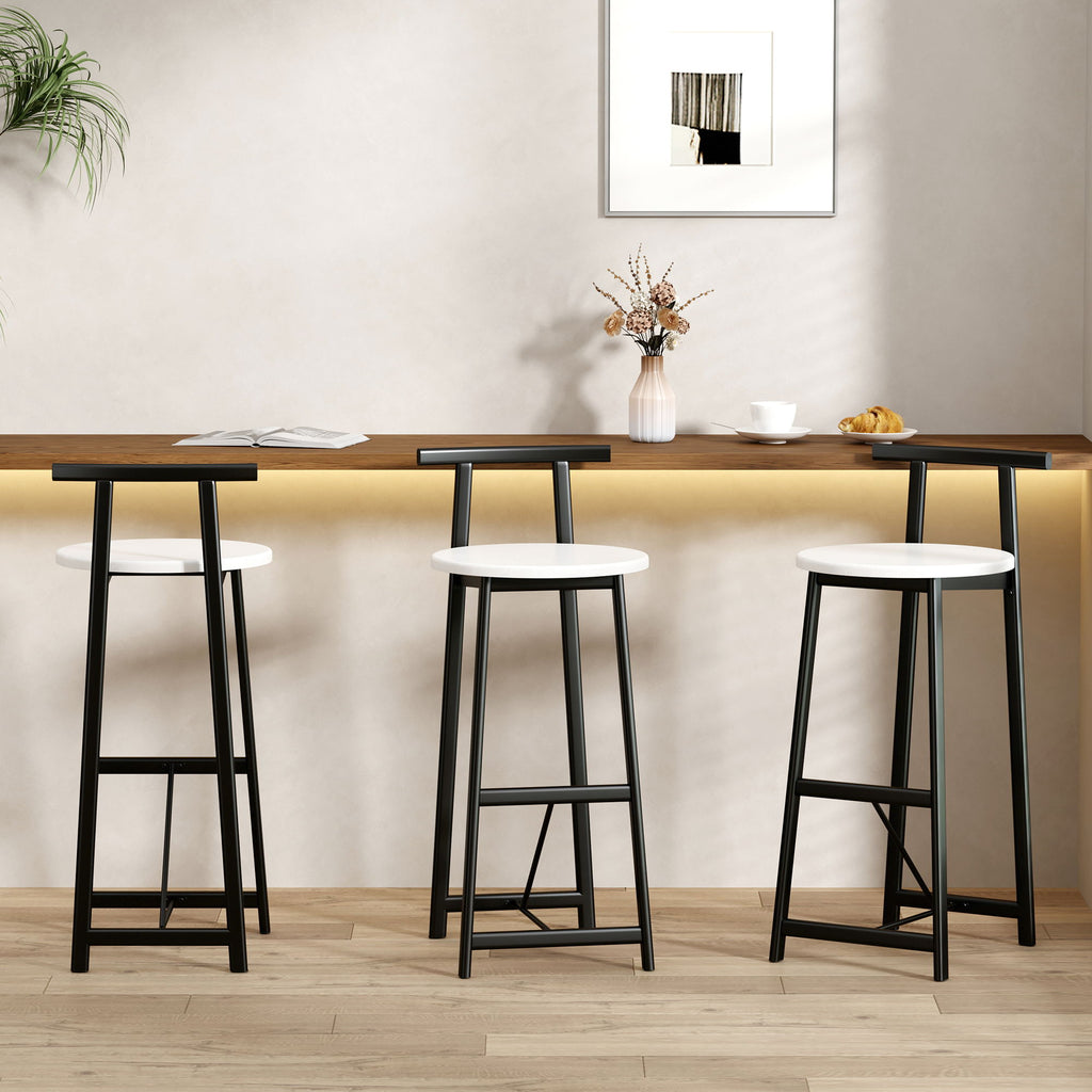 Modern Bar Stools with Backrest – Set of 3