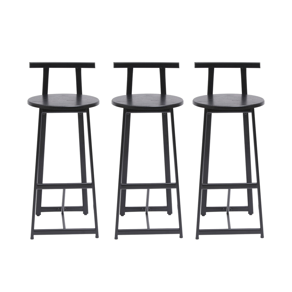 Modern Bar Stools with Backrest – Set of 3