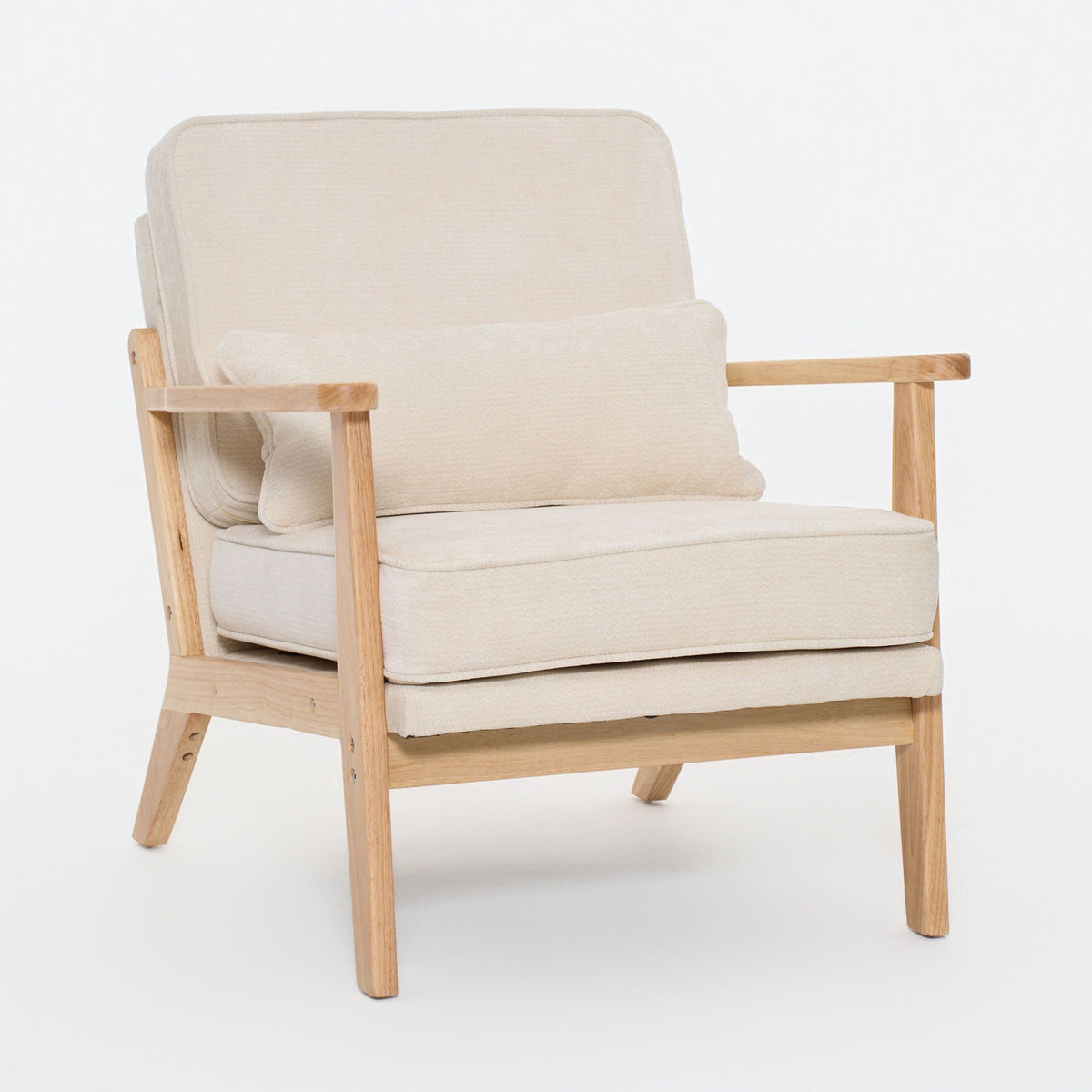 Sleek Mid-Century Chair with Lumbar Pillow