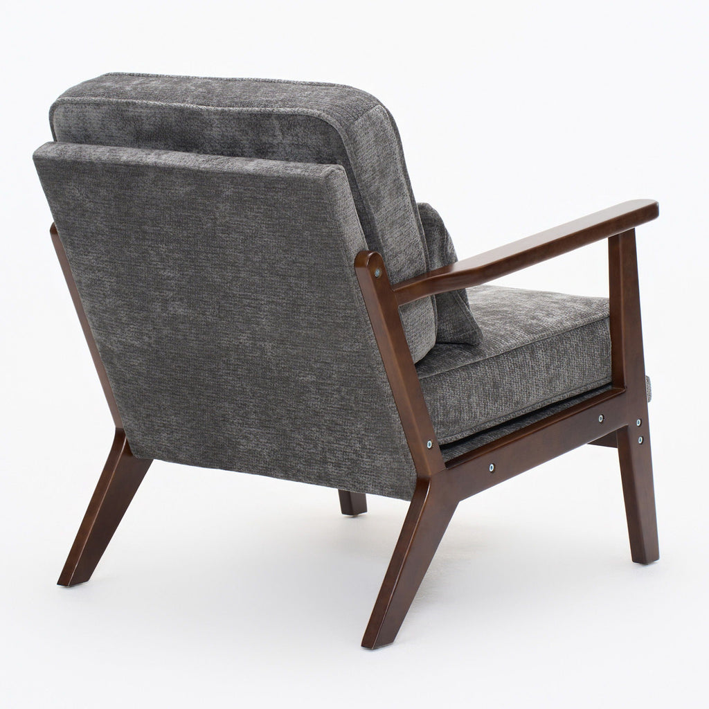 Sleek Mid-Century Chair with Lumbar Pillow