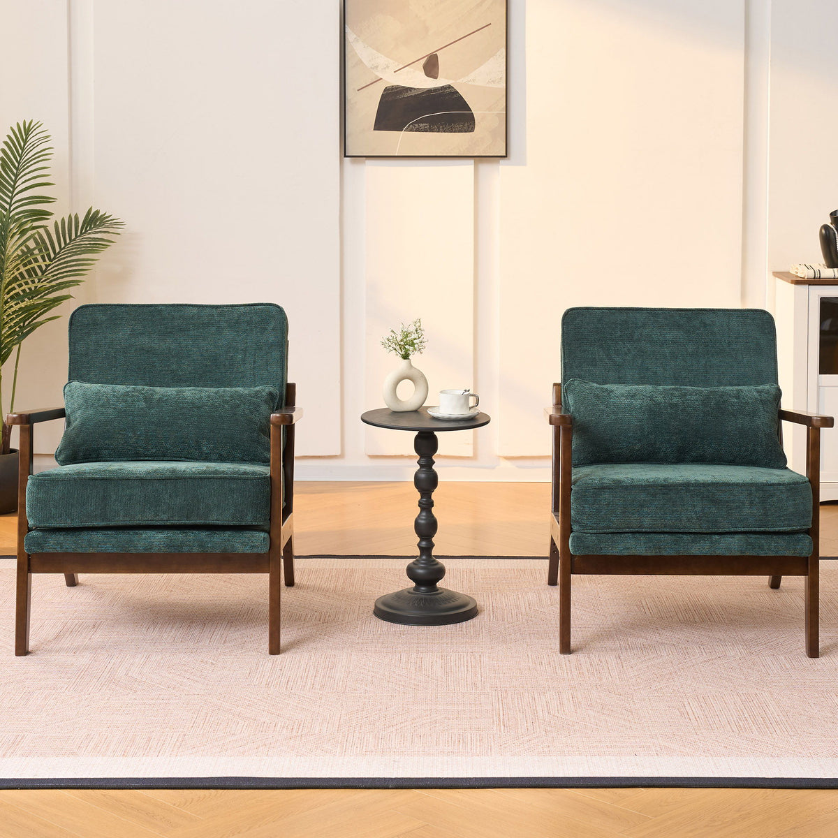 Sleek Mid-Century Chair with Lumbar Pillow