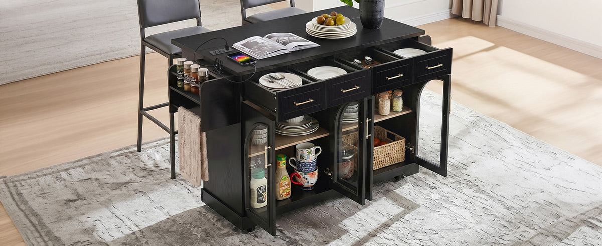 Kitchen Island with Storage & Drop Leaf - 65"