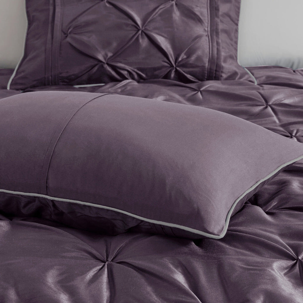 Deep Plum 7 Piece Tufted Comforter Set with Elegant Detailing