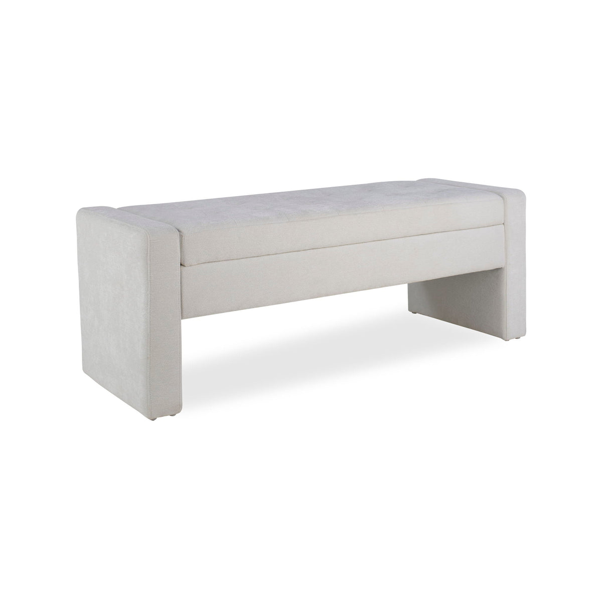 White Modern Upholstered Ottoman with Tufted Seat