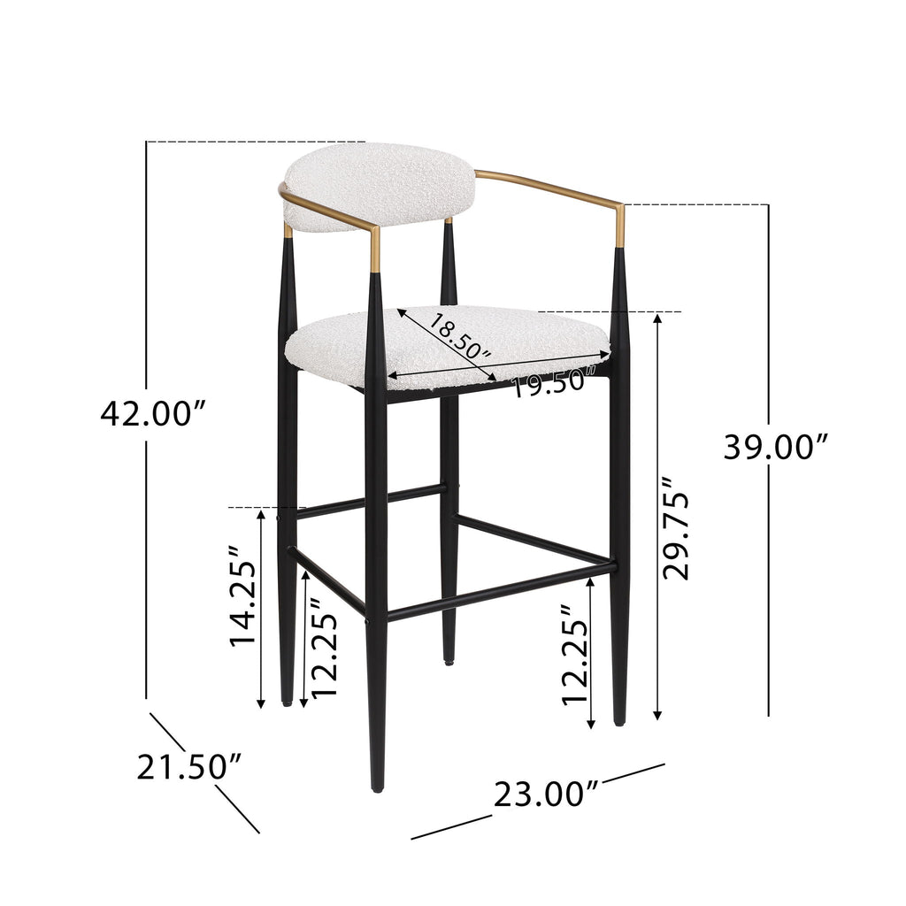 Upholstered Bar Stools with Backs- Set of 2 - Beige