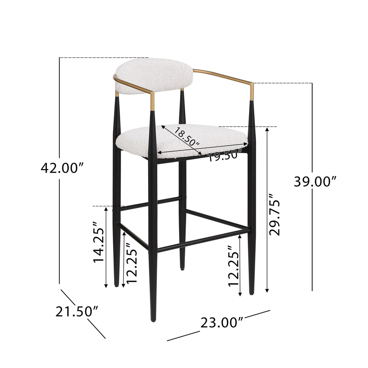 Upholstered Bar Stools with Backs- Set of 2 - Beige