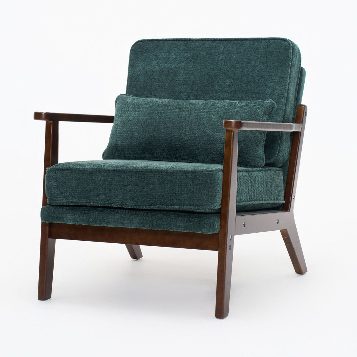 Sleek Mid-Century Chair with Lumbar Pillow