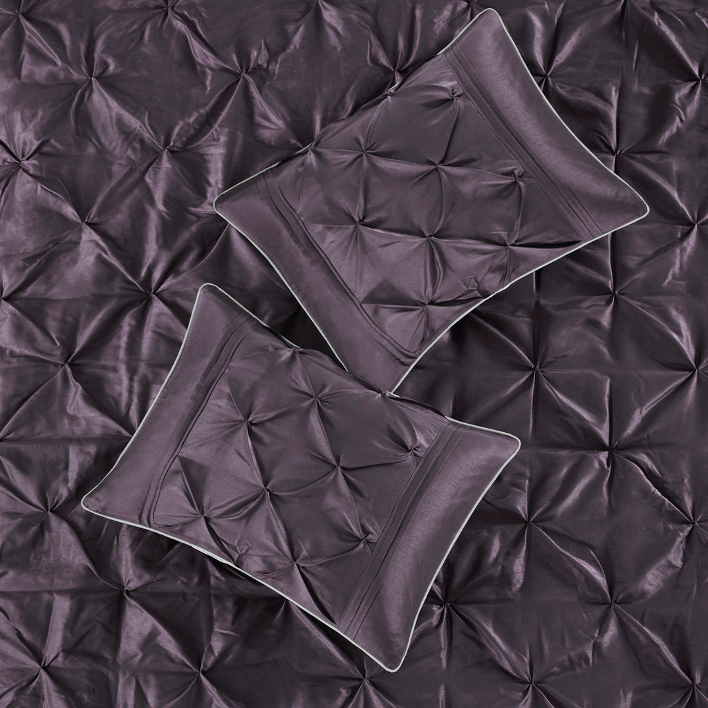 Deep Plum 7 Piece Tufted Comforter Set with Elegant Detailing