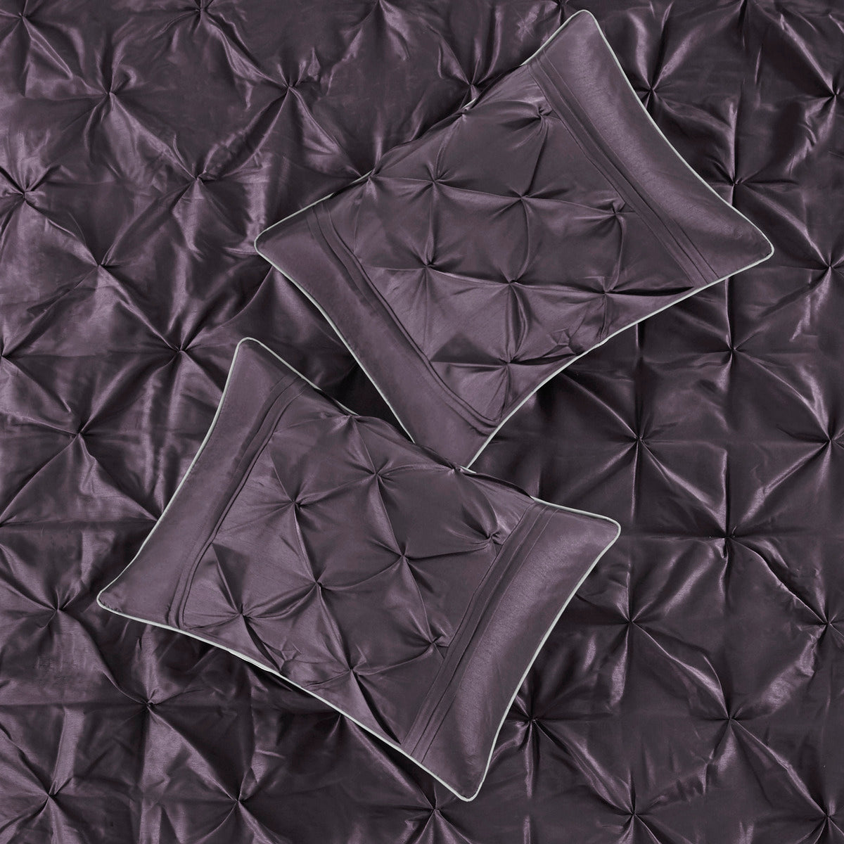 Deep Plum 7 Piece Tufted Comforter Set with Elegant Detailing
