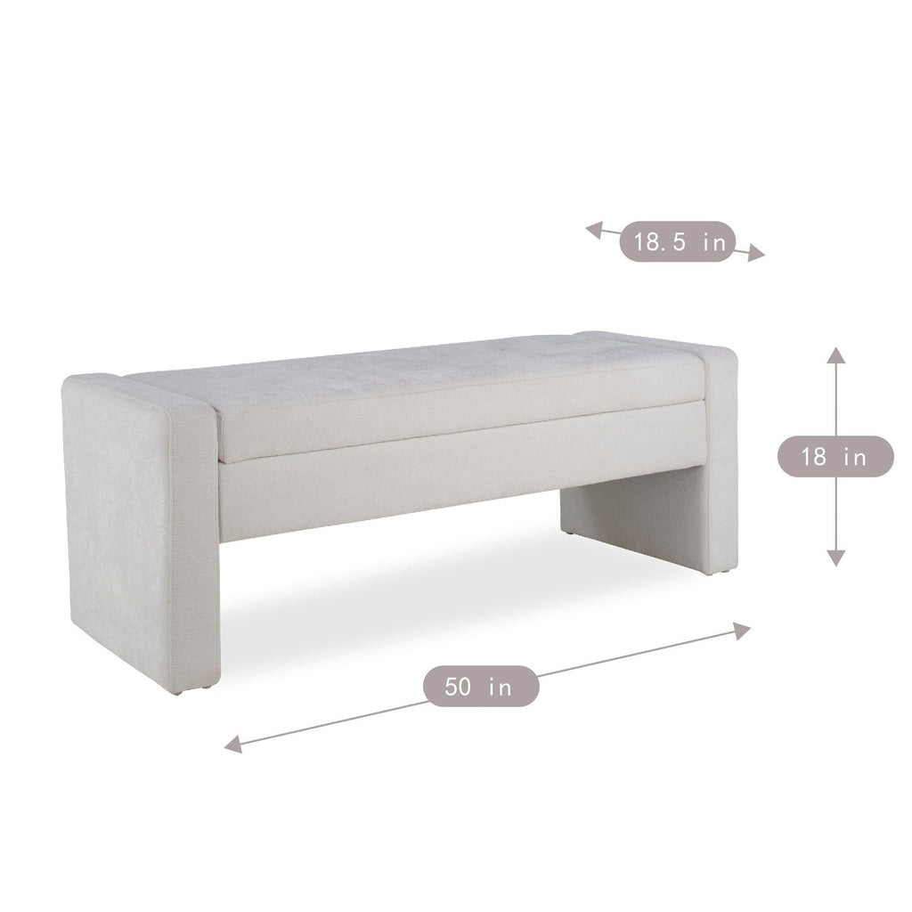 White Modern Upholstered Ottoman with Tufted Seat