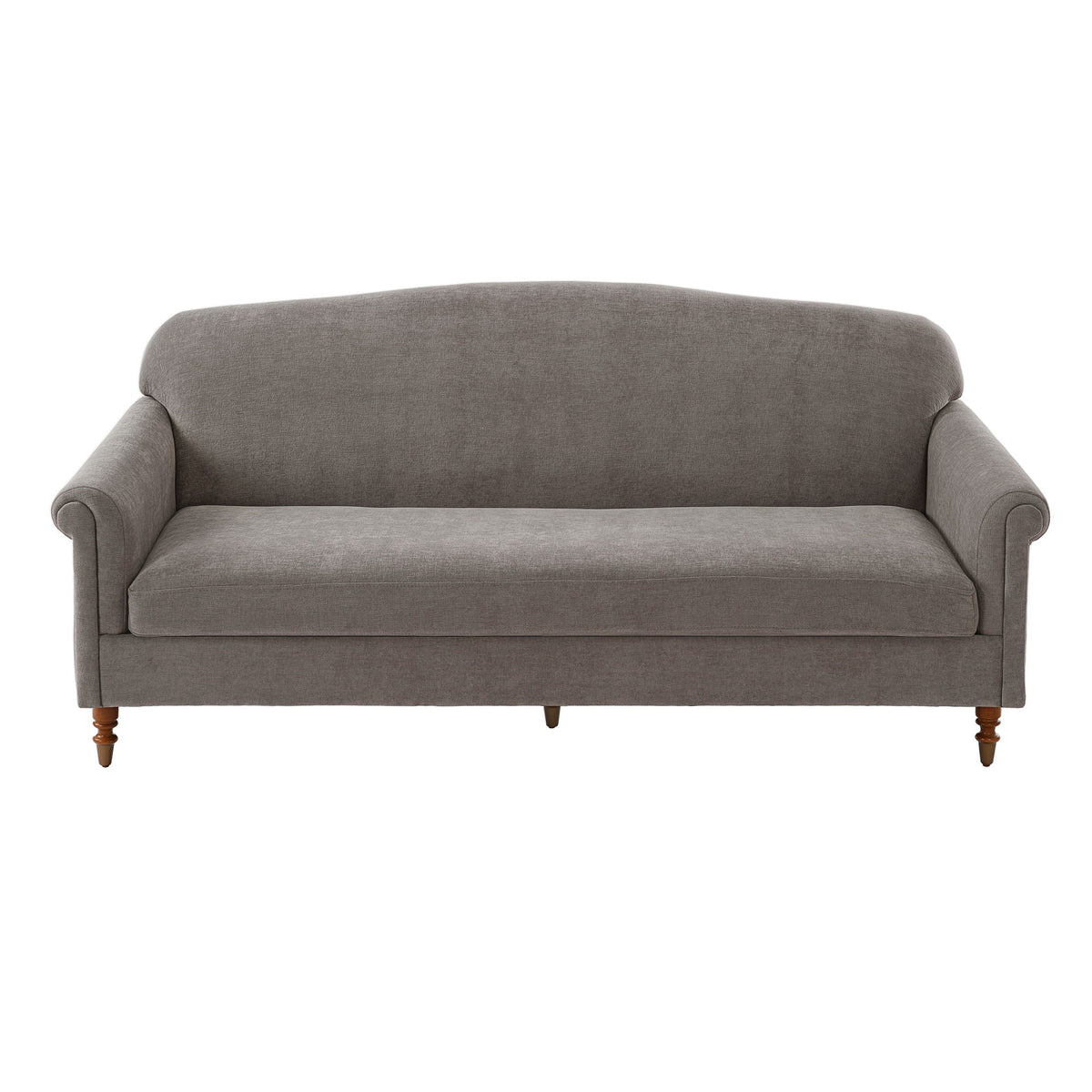 Brown Chenille Loveseat Sofa With Rolled Arm