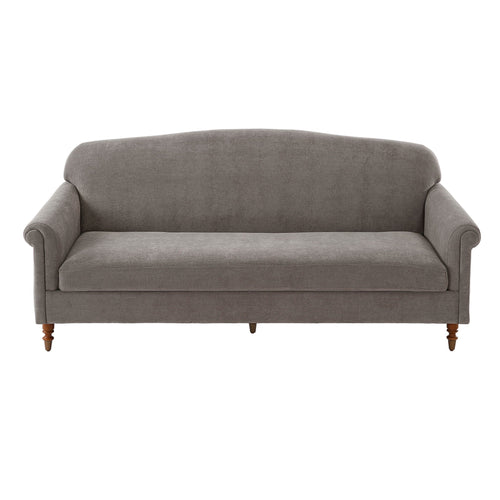 Brown Chenille Loveseat Sofa With Rolled Arm