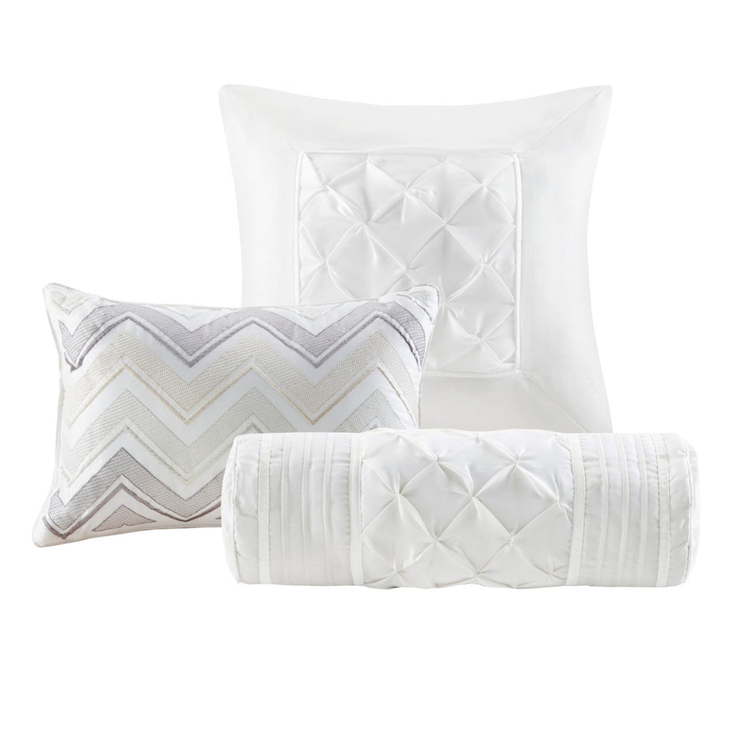 White 7 Piece Tufted Comforter Set
