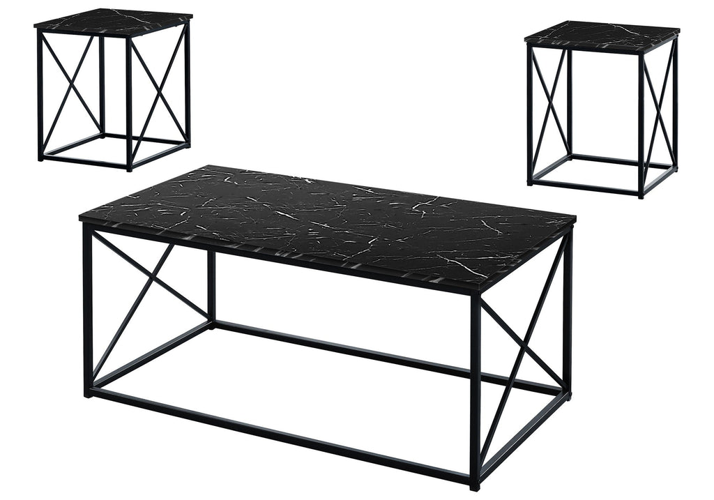 Marble Look Finish 3-Piece Contemporary Living Room Table Set
