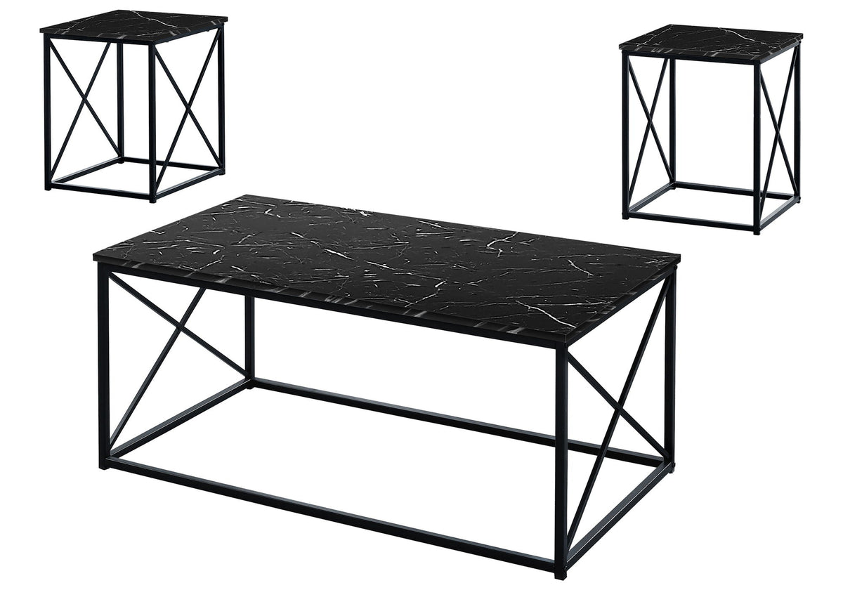 Marble Look Finish 3-Piece Contemporary Living Room Table Set