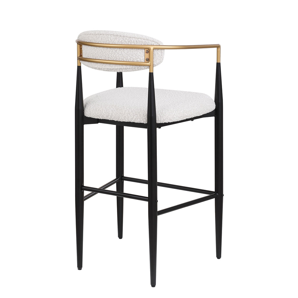 Upholstered Bar Stools with Backs- Set of 2 - Beige