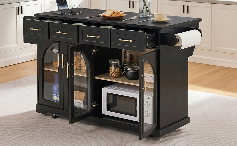 Kitchen Island with Storage & Drop Leaf - 65"