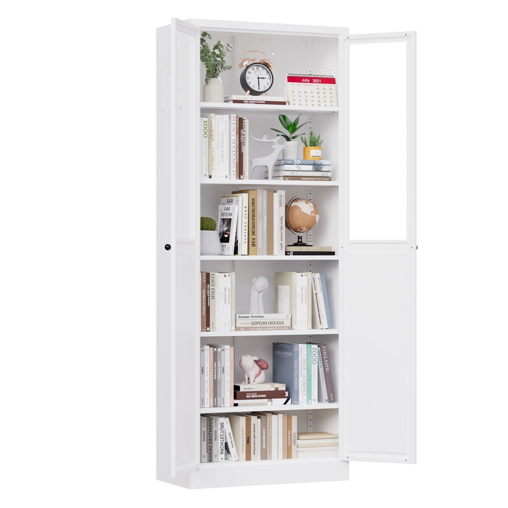 Tall Metal Kitchen Pantry Cabinet with Adjustable Shelves And Silent Magnetic Doors