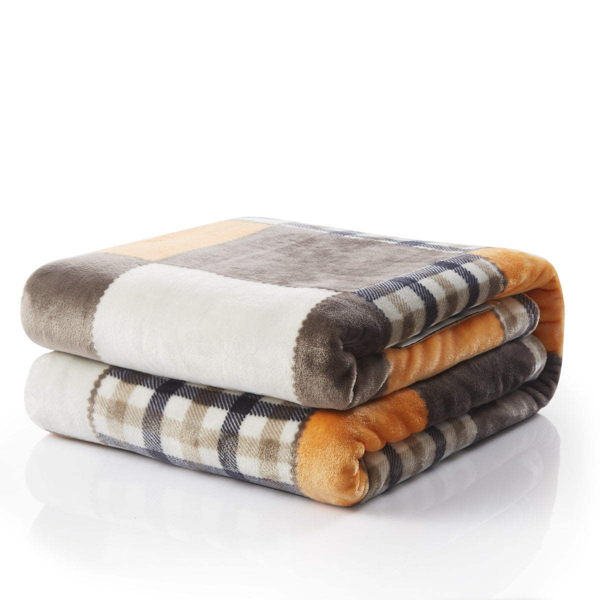 Tache Orange Farmhouse Plaid Micro Fleece Throw Blanket