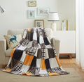 Tache Orange Farmhouse Plaid Micro Fleece Throw Blanket