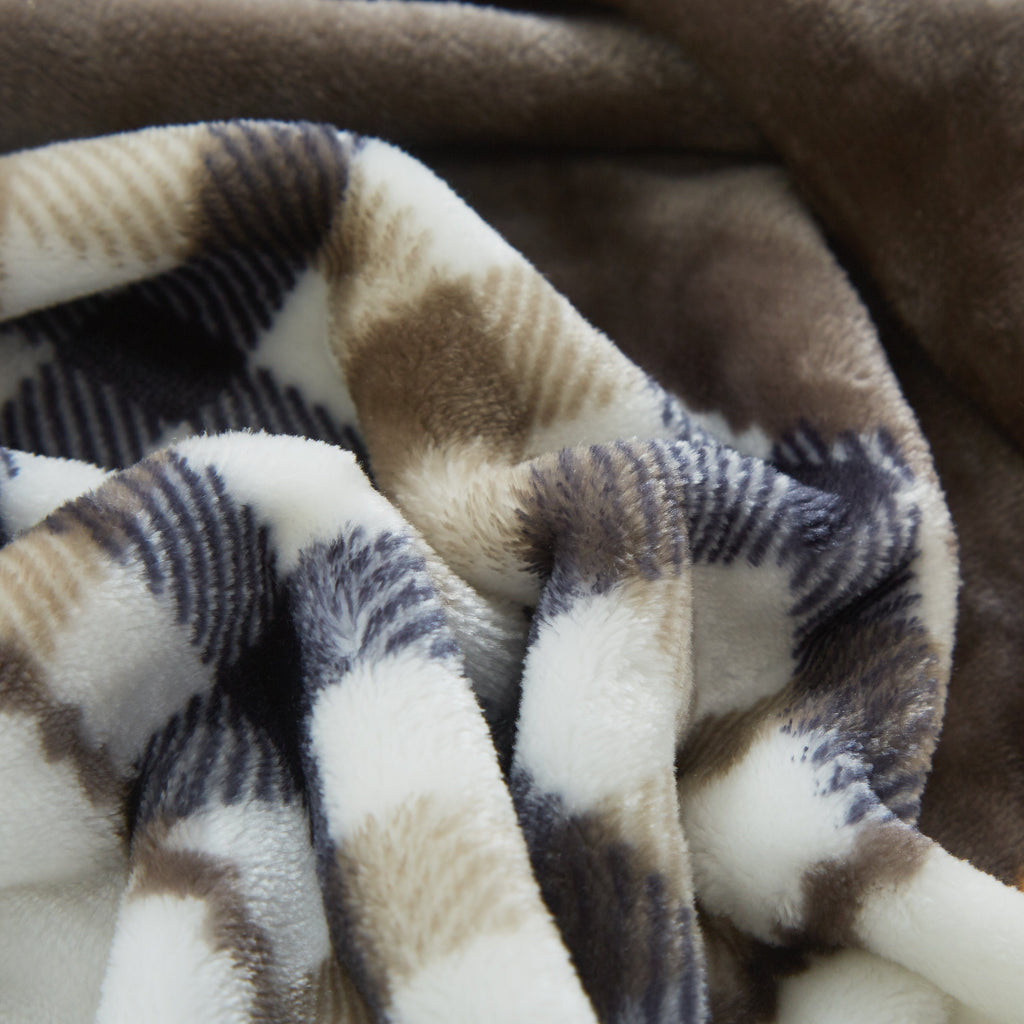Tache Orange Farmhouse Plaid Micro Fleece Throw Blanket