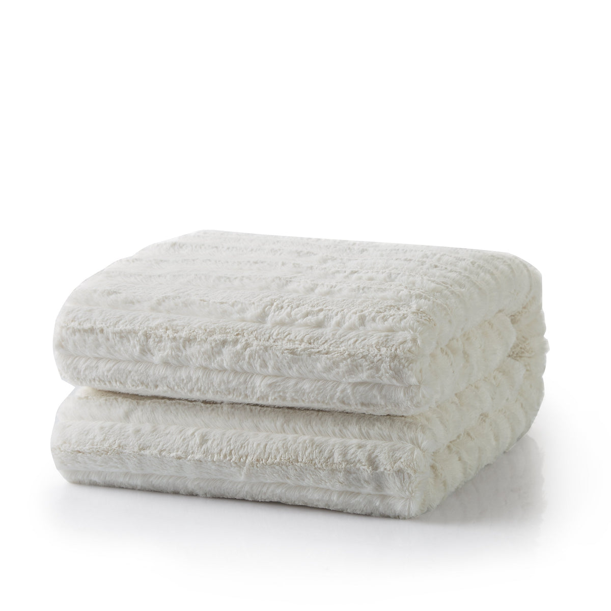 Tache Ivory Faux Fur & Sherpa Throw Blanket