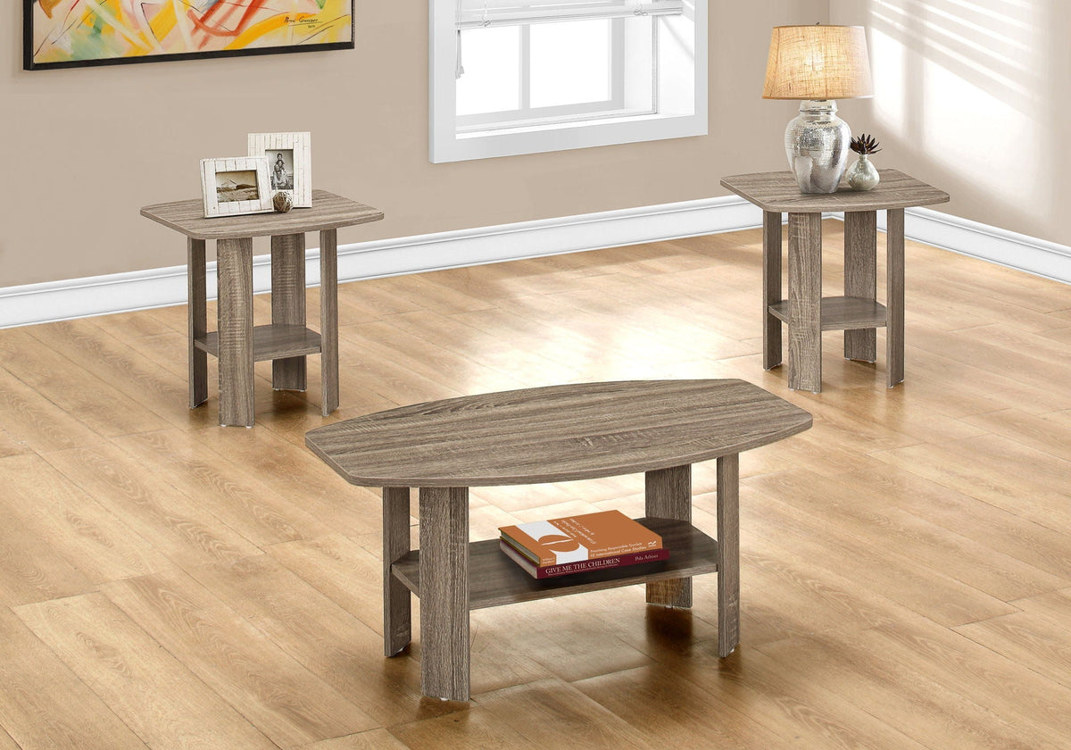 Casual 3 Piece Table Set -1 Coffee Table, 2 End Tables