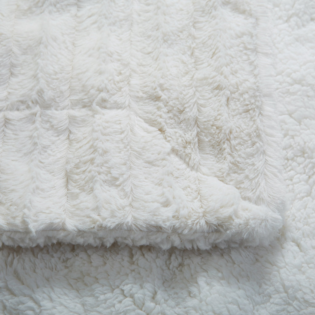 Tache Ivory Faux Fur & Sherpa Throw Blanket