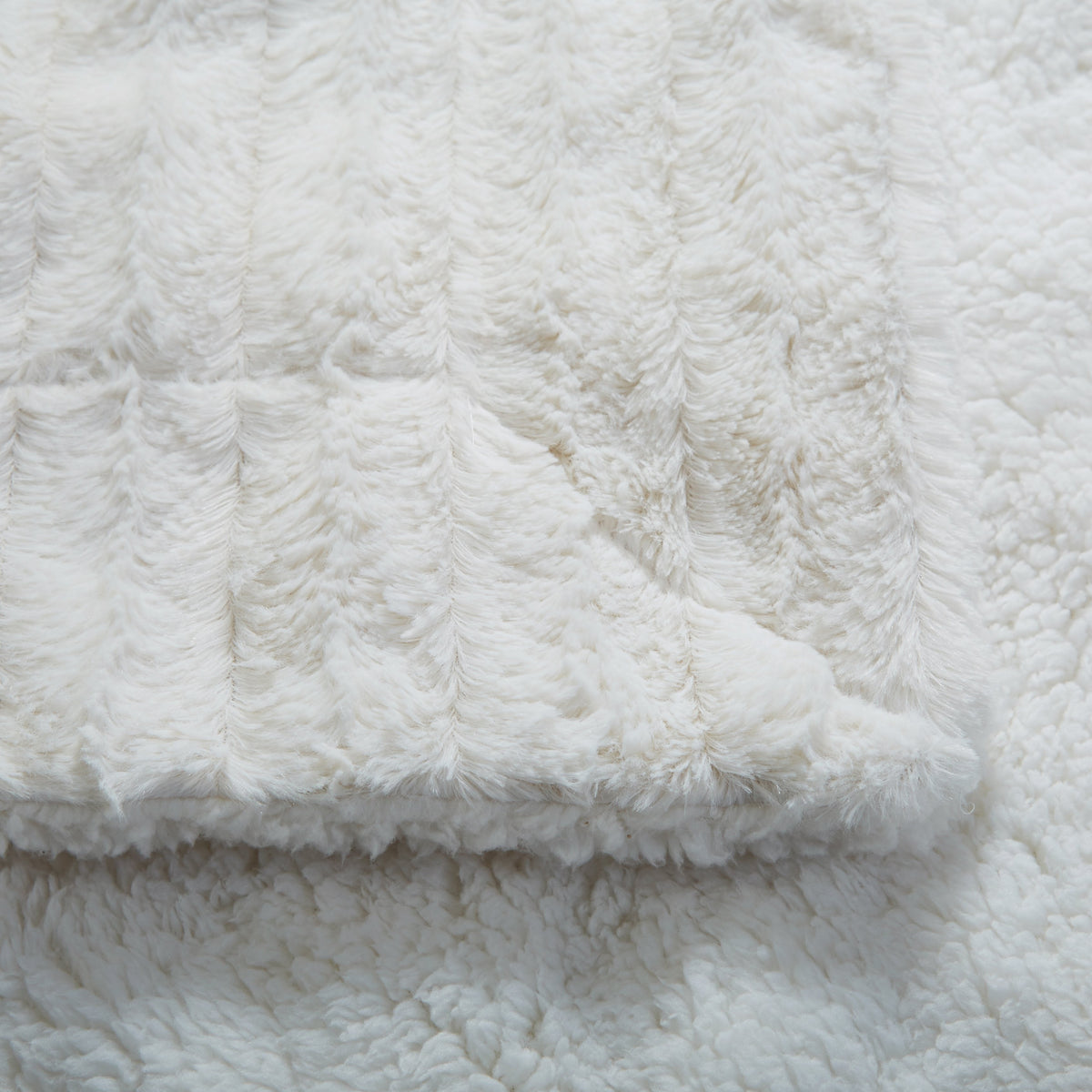 Tache Ivory Faux Fur & Sherpa Throw Blanket