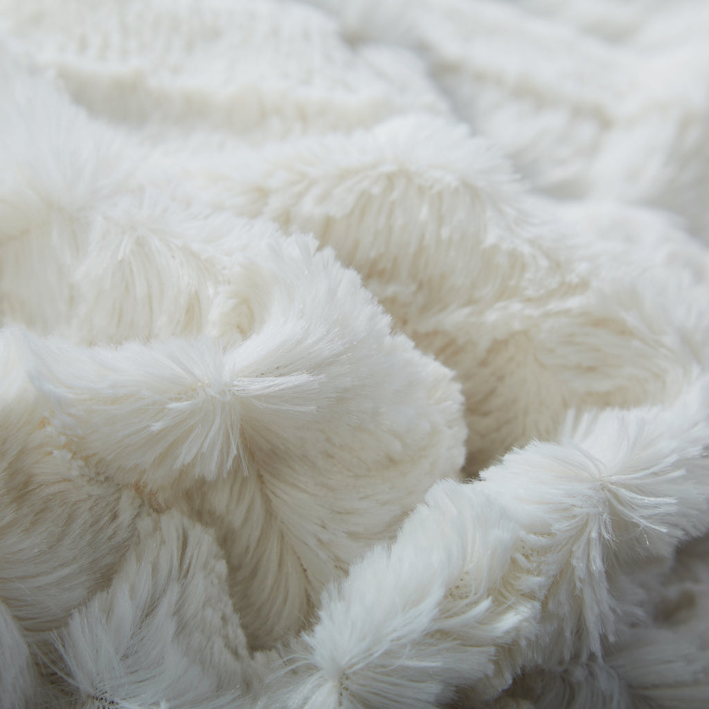 Tache Ivory Faux Fur & Sherpa Throw Blanket