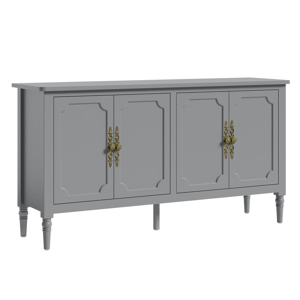 Mid-Century Wood Buffet Sideboard with Soft Closing Doors