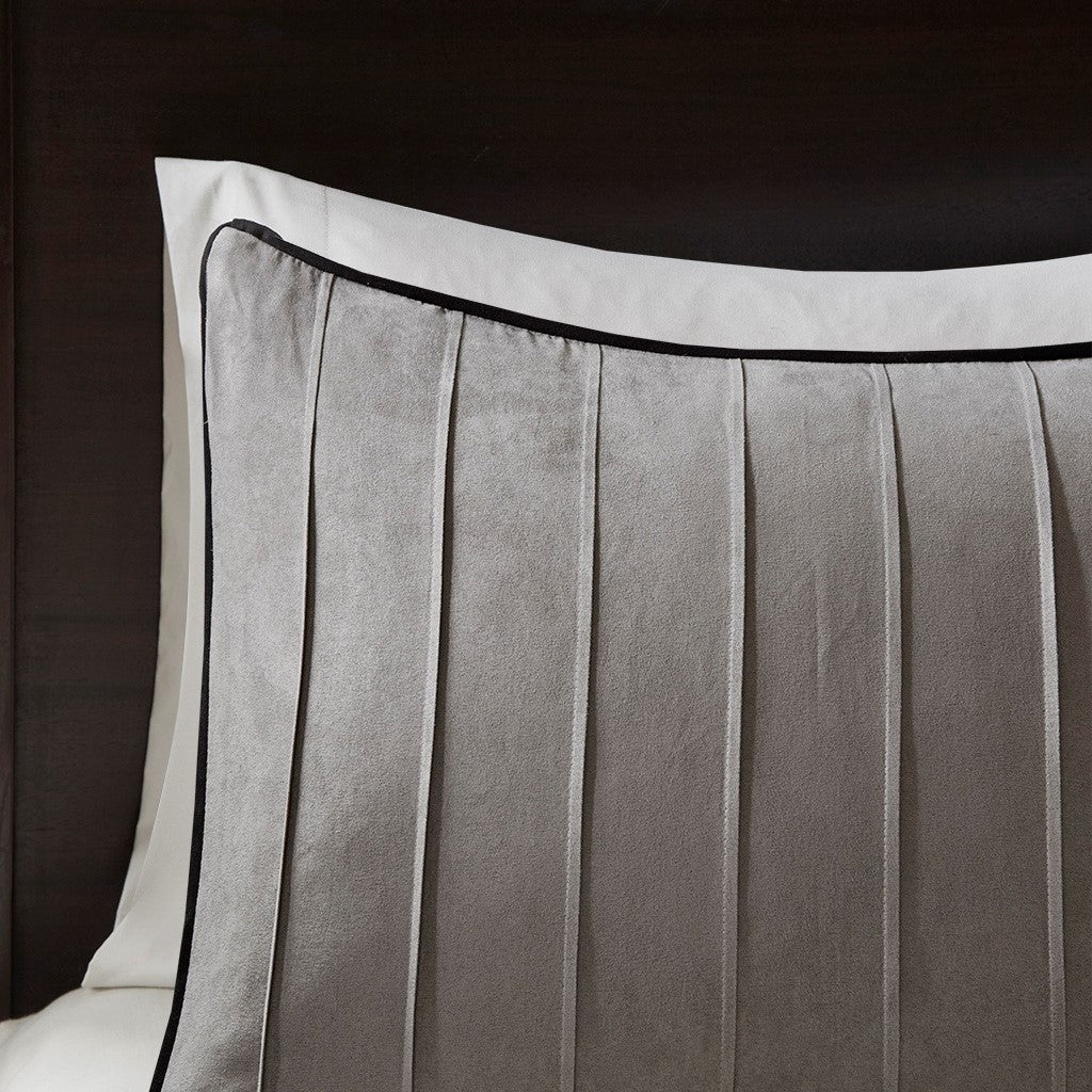 Gray Faux Suede 7 Piece Comforter Set-Cal King