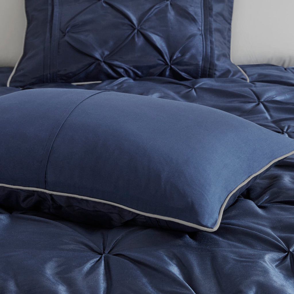 Navy 7 Piece Tufted Queen Comforter Set