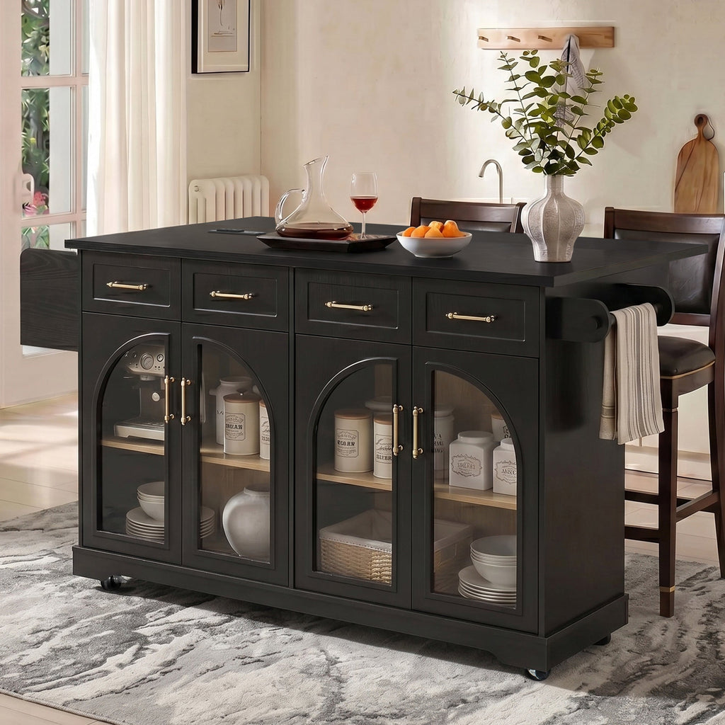 Kitchen Island with Storage & Drop Leaf - 65"