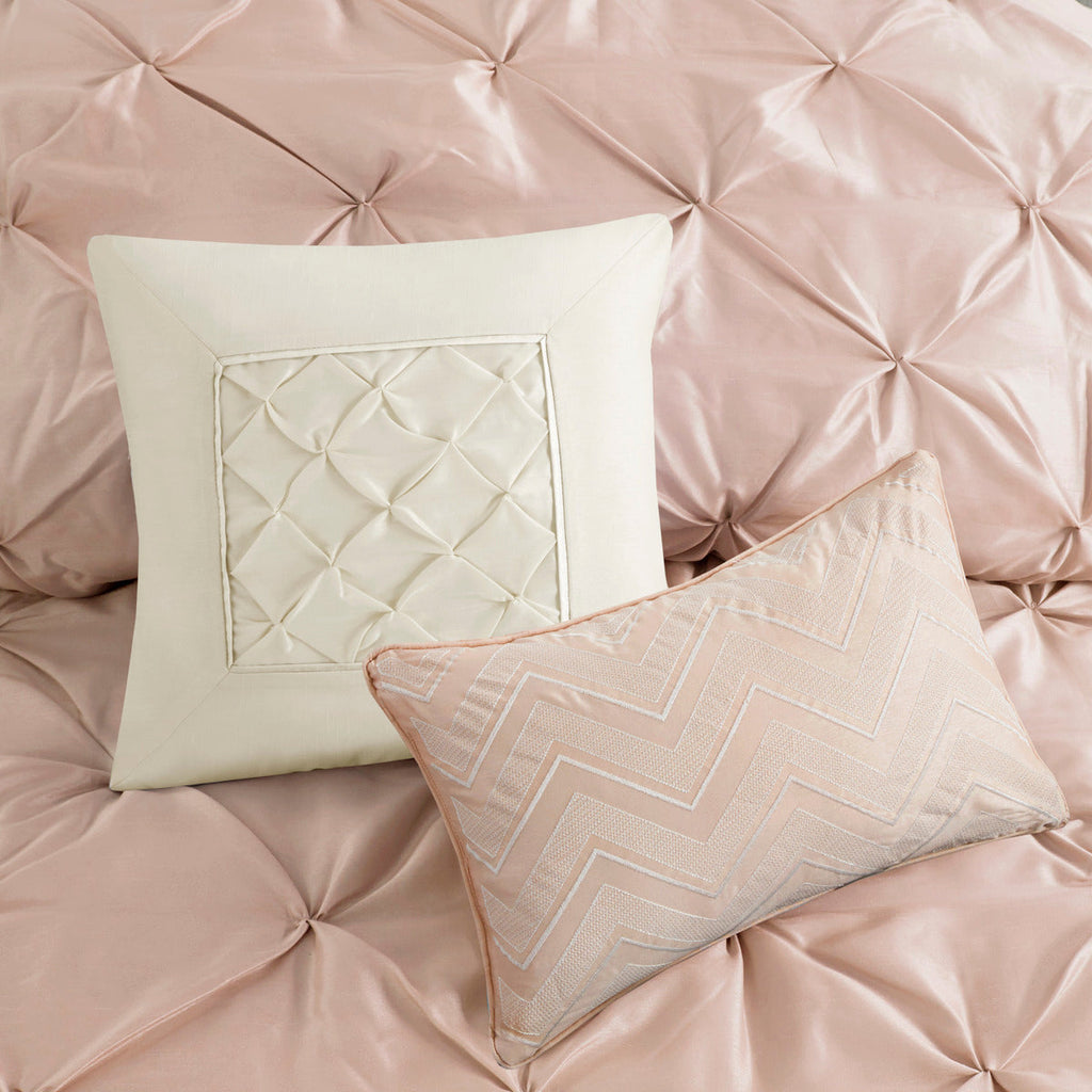 Blush Tufted Comforter Set -7 Piece Queen