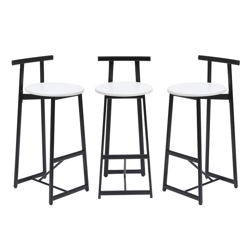 Modern Bar Stools with Backrest – Set of 3