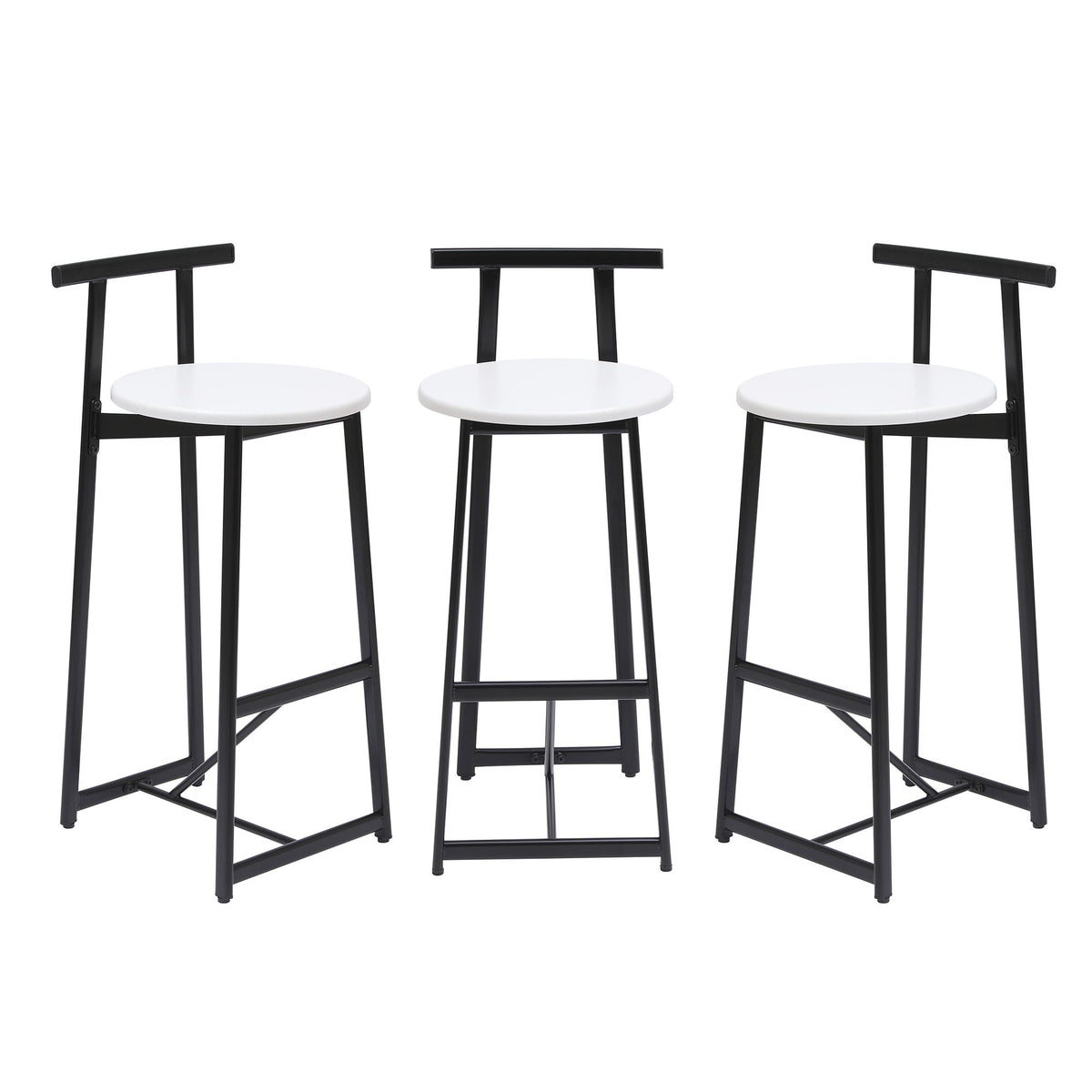 Modern Bar Stools with Backrest – Set of 3