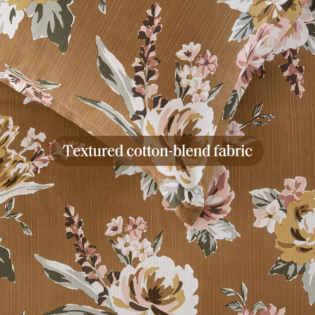 Terracotta 7-Piece Floral Comforter Set-Queen