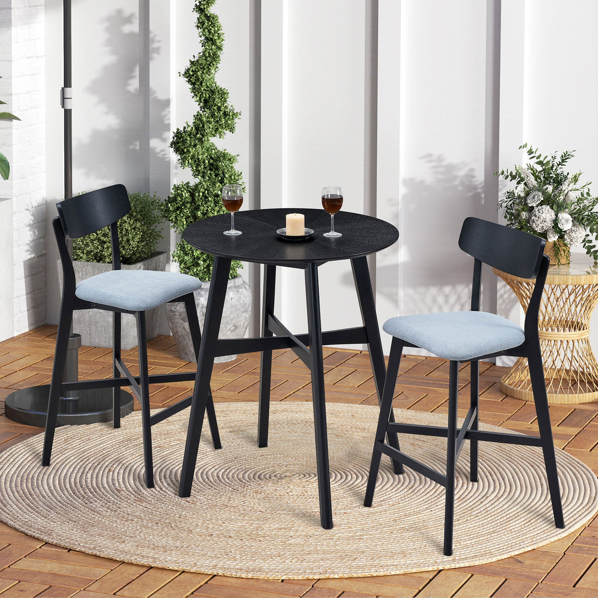Modern Upholstered Kitchen Island Chairs-Set of 2