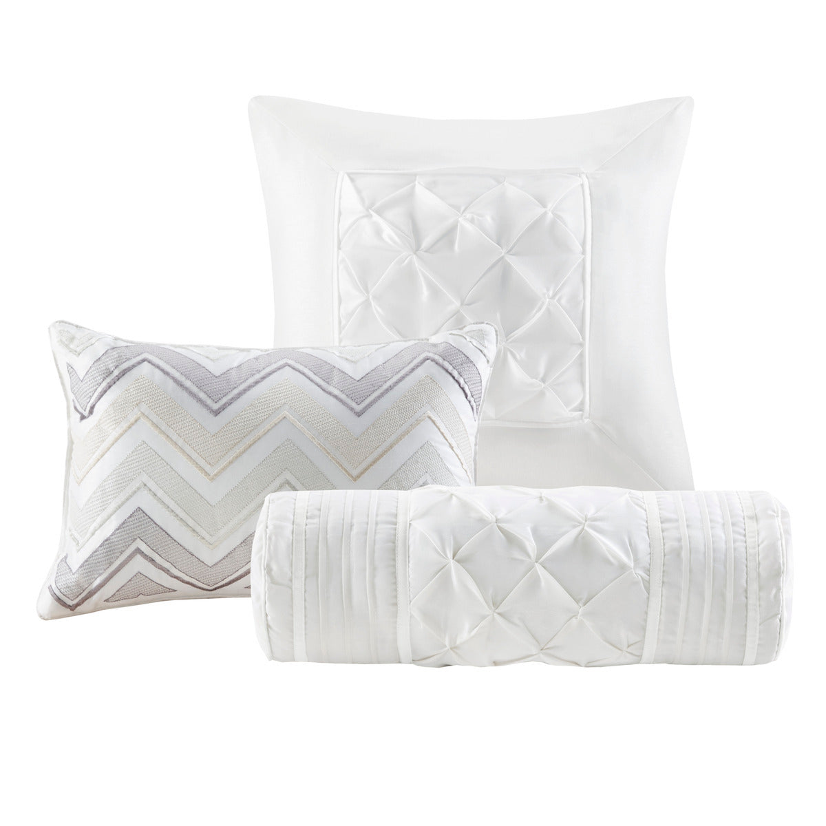 White 7 Piece Tufted Comforter Set