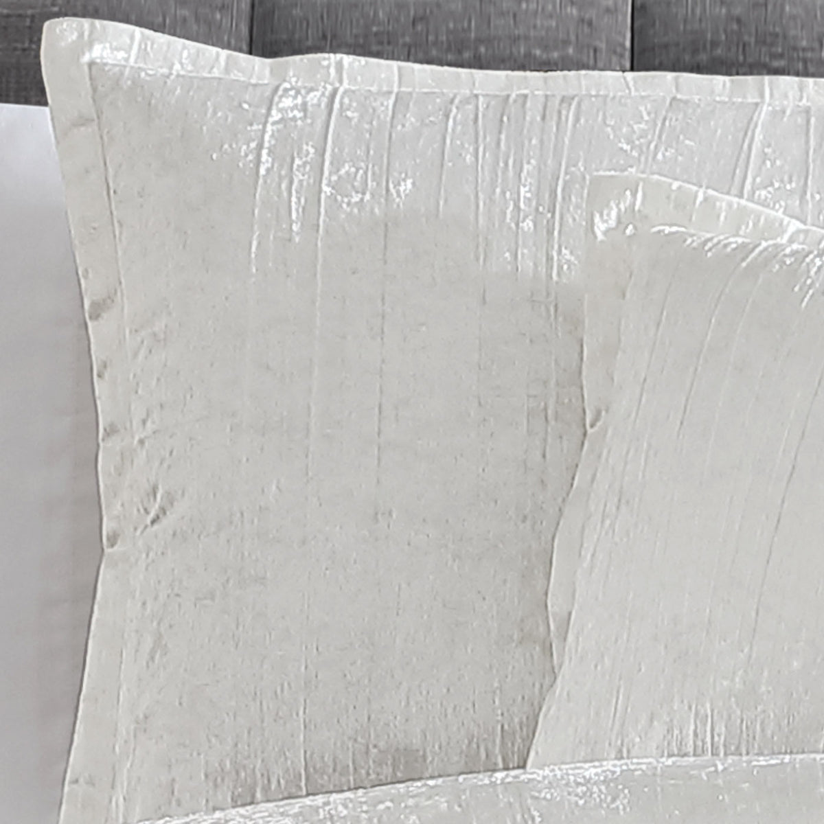The Turin 7 Piece White Crinkle Velvet Queen Comforter Ensemble