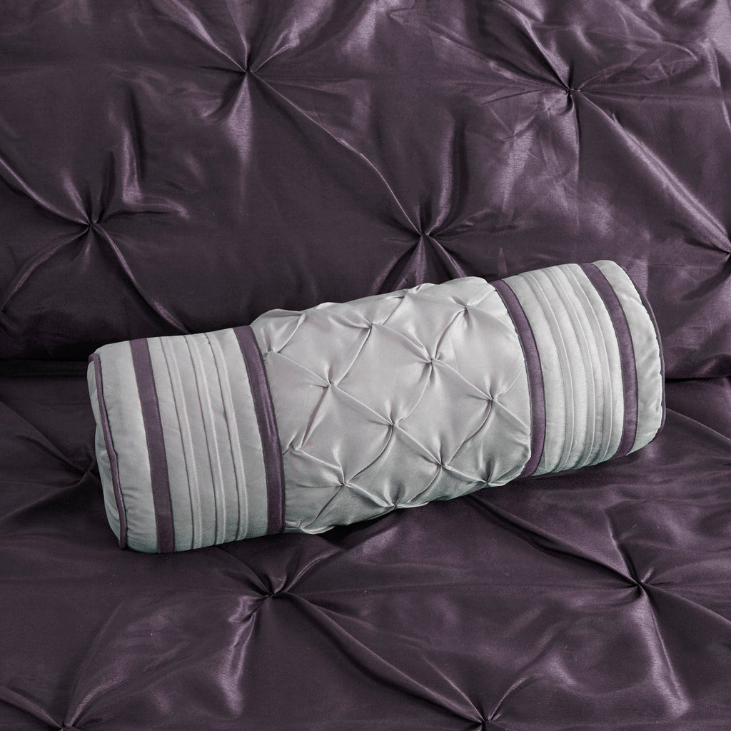 Deep Plum 7 Piece Tufted Comforter Set with Elegant Detailing