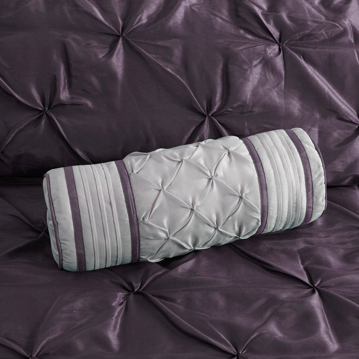 Deep Plum 7 Piece Tufted Comforter Set with Elegant Detailing