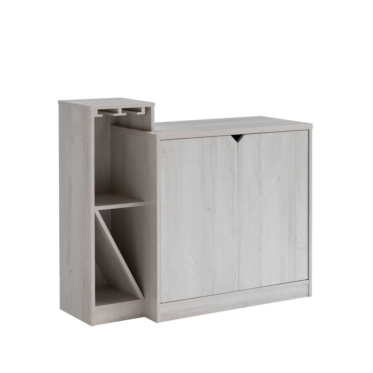Bar Cabinet with Open Wine Storage Display Kitchen Cabinet - White Oak