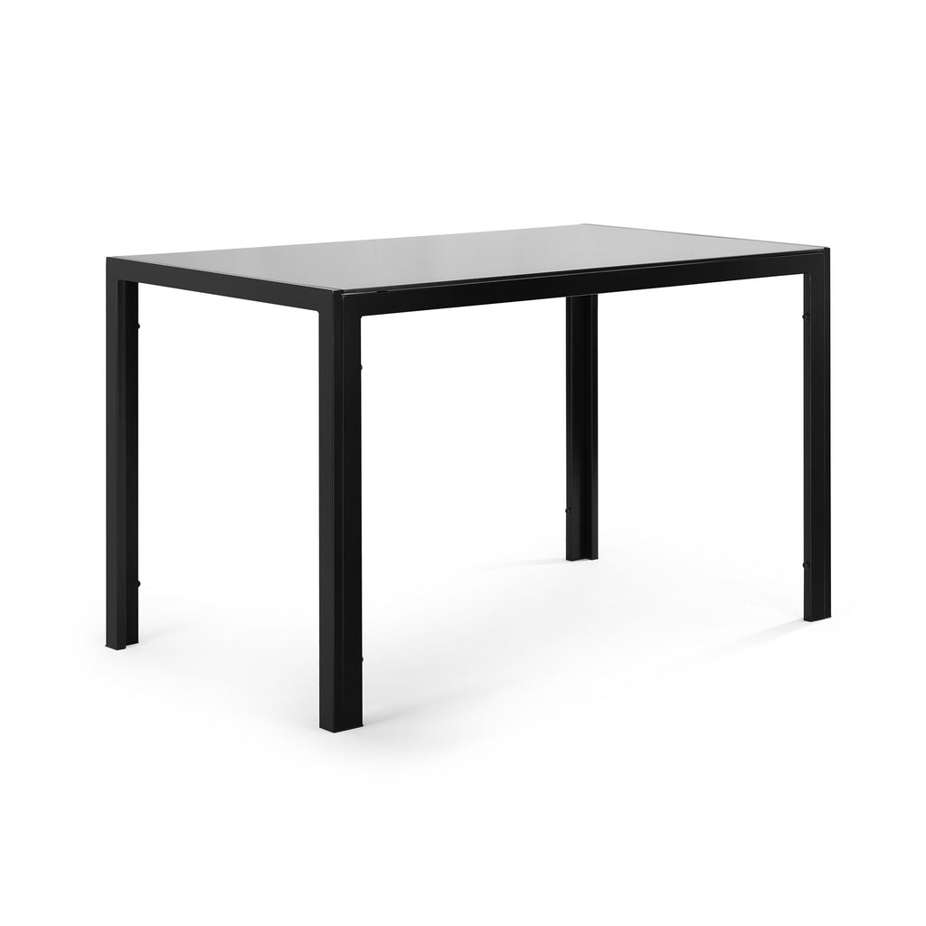 5 Piece Dining Set-Tempered Glass Dining Table, 4 Plush Chairs