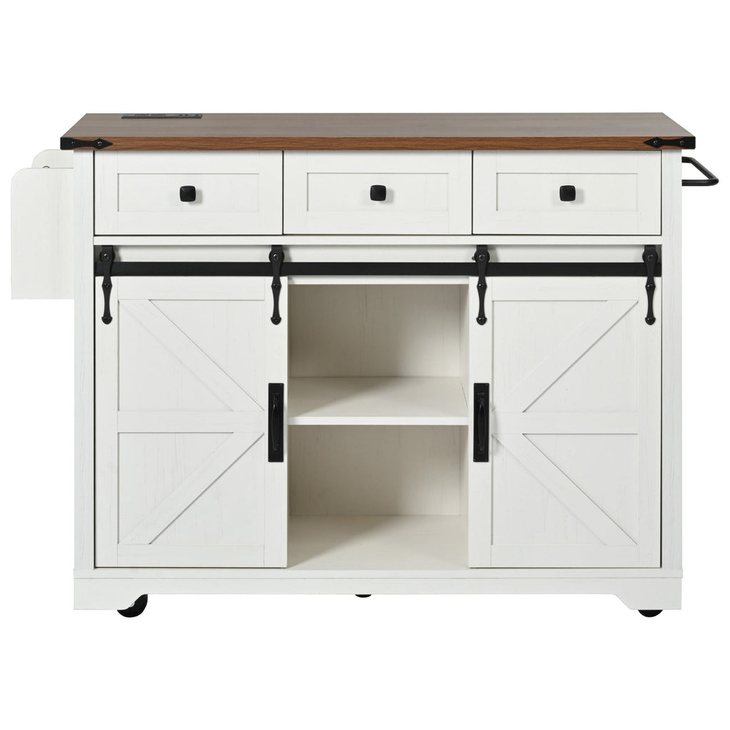 Farmhouse Kitchen Island with Power Outlet-53.7"