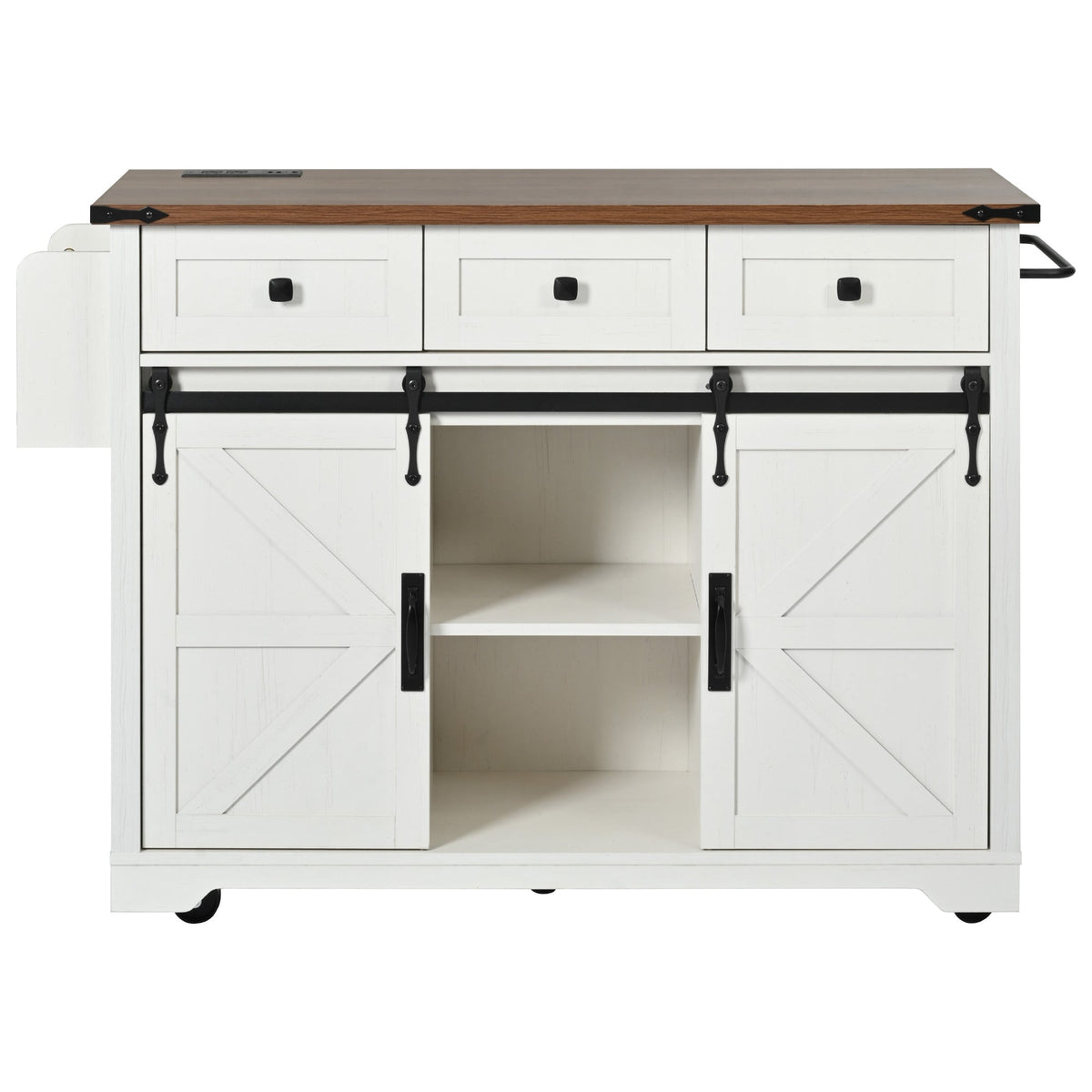 Farmhouse Kitchen Island with Power Outlet-53.7"