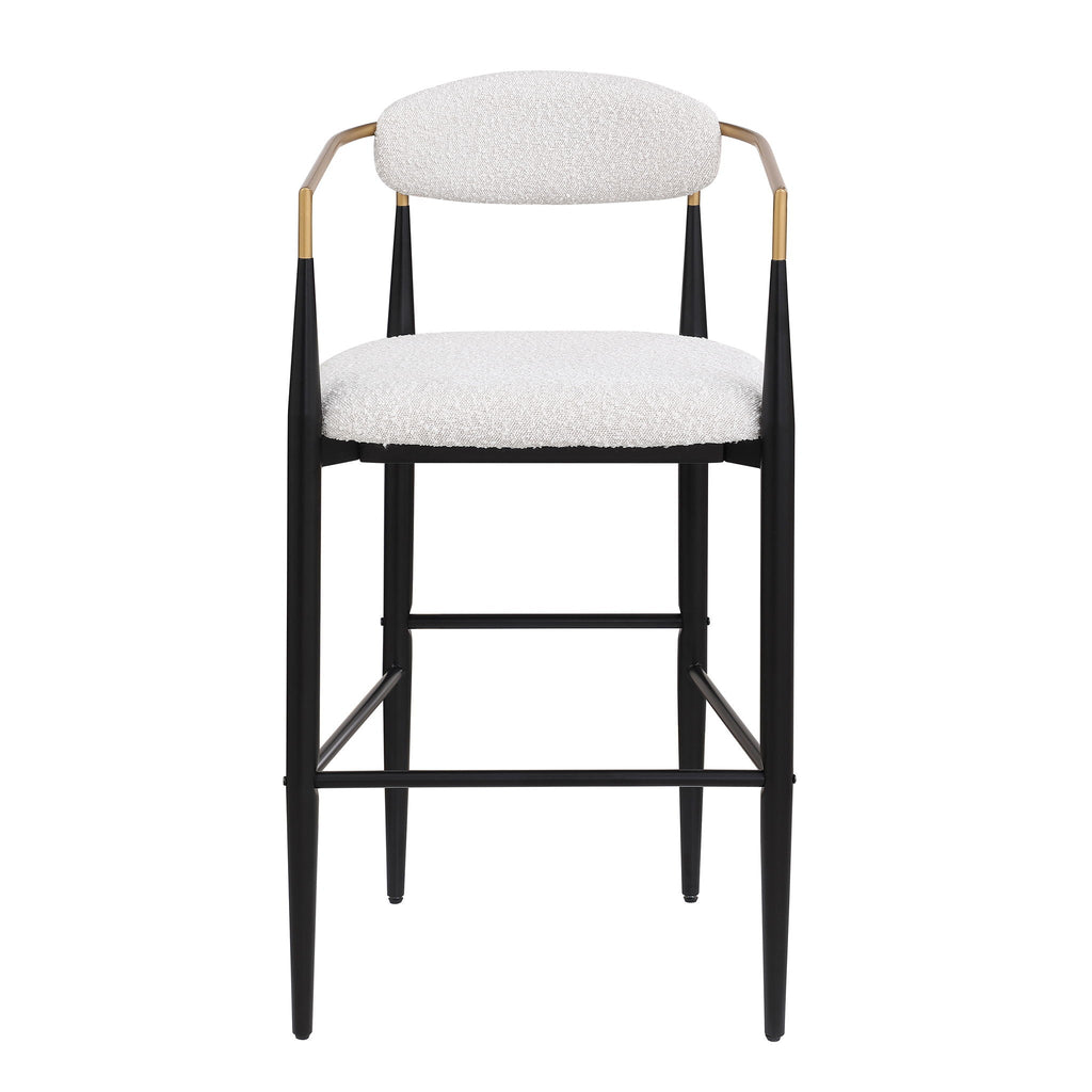 Upholstered Bar Stools with Backs- Set of 2 - Beige