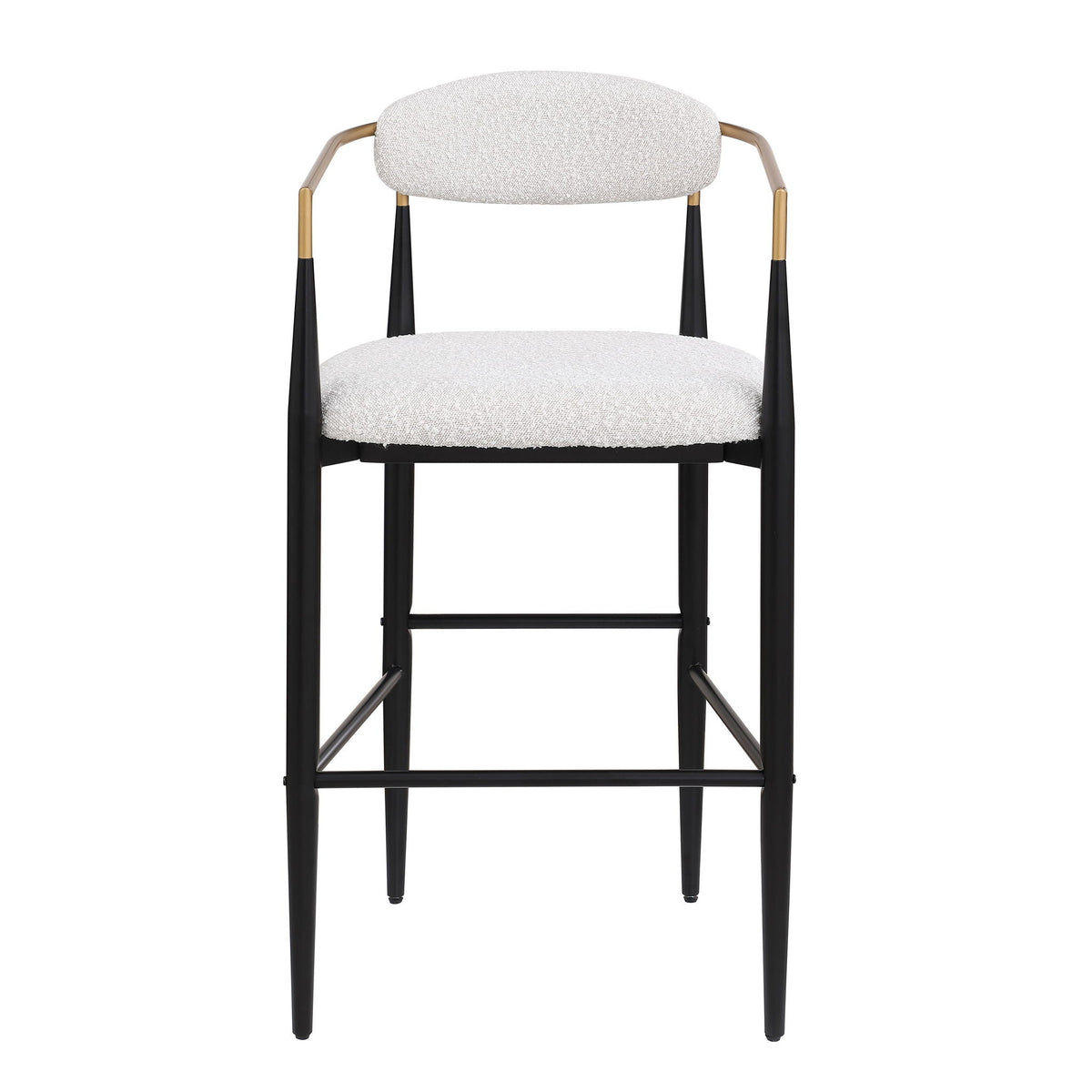 Upholstered Bar Stools with Backs- Set of 2 - Beige