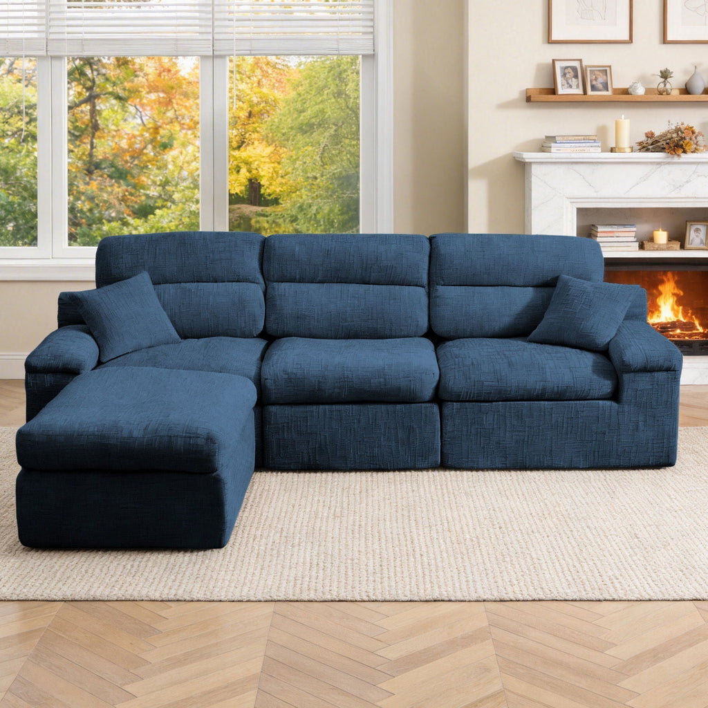 Corner Chaise Sofa with High Backrest - 2 Piece Set
